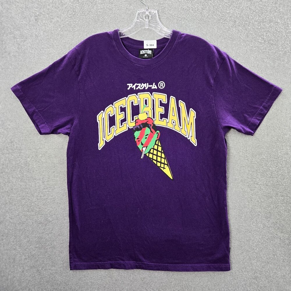 Icecream Men Shirt Large Purple Logo College Short Sleeve Tee